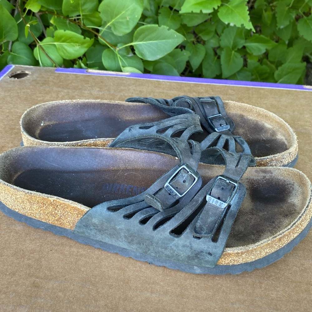 Birkenstock Granada Black Nubuck Leather Sandals